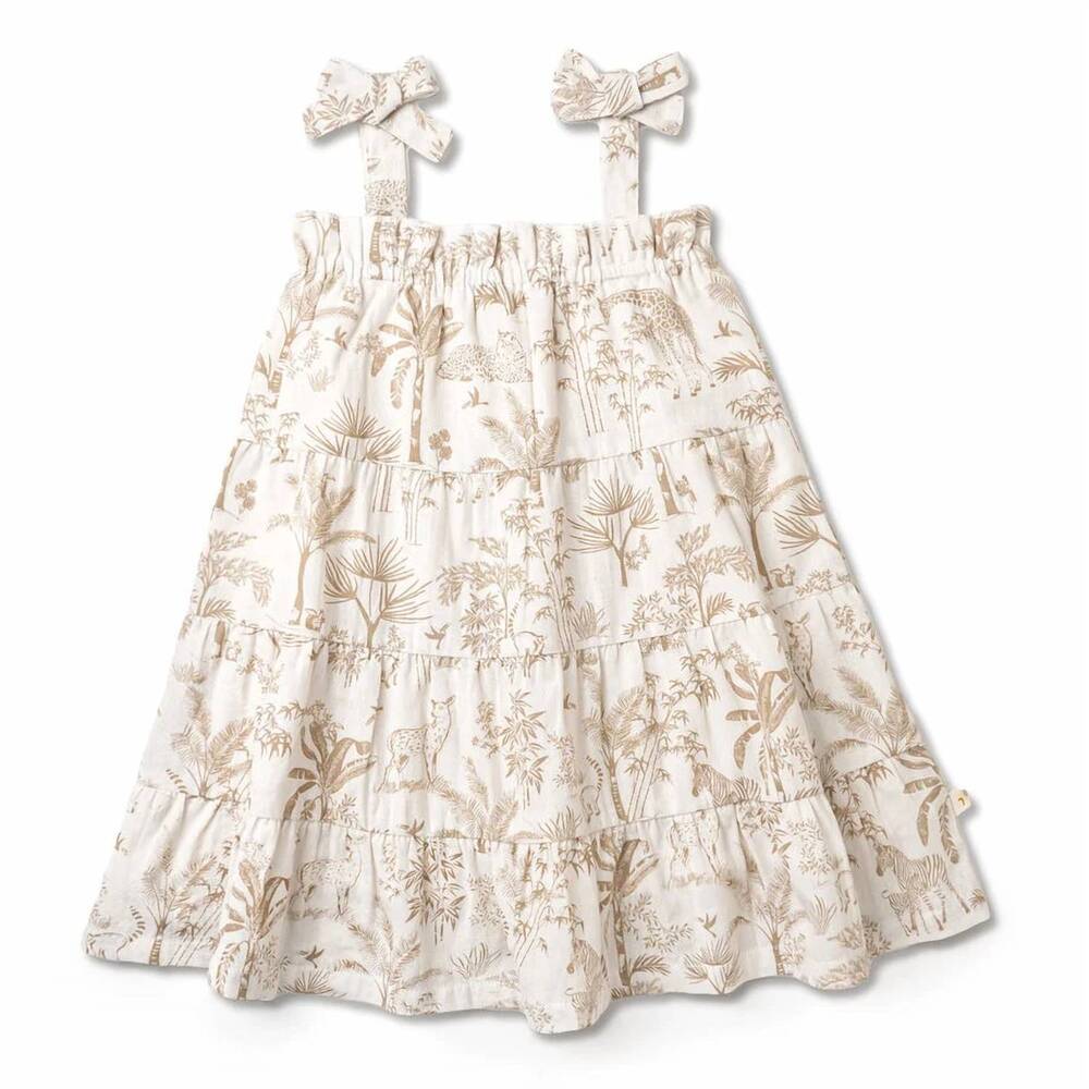 NEW MAKEMAKE ORGANICS kids' tiered dress in wild tropics